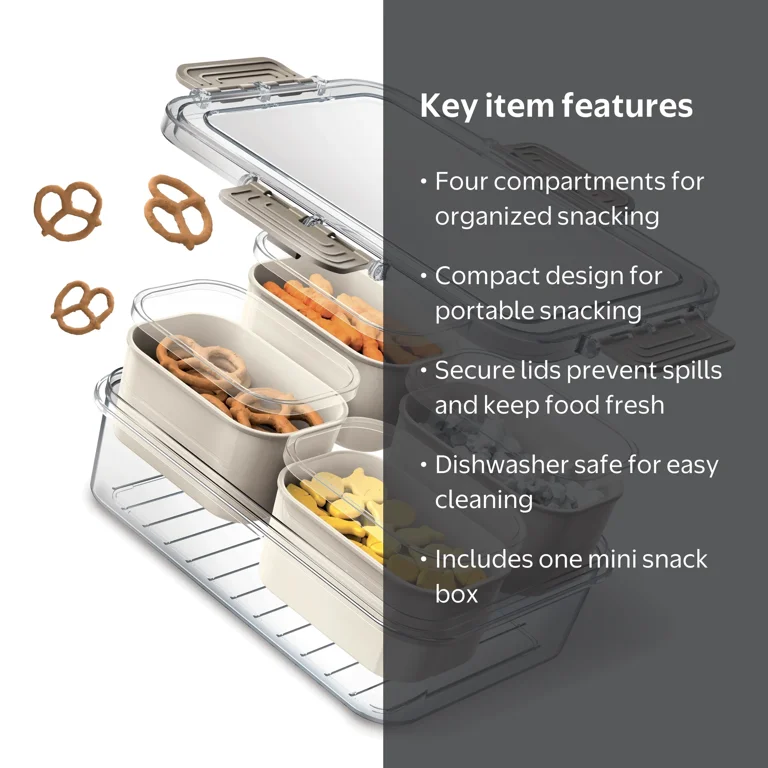 Cook With Color 4-Compartment Mini Snackle Box, Charcuterie and