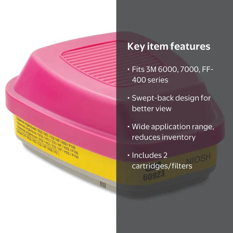 3M, Organic Vapor Acid Gas Cartridge/Filter, 1 Pack, Yellow