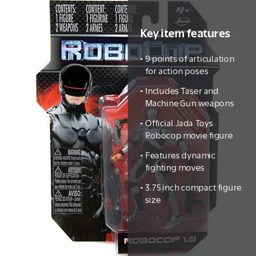 RoboCop 1.0 アクションフィギュア ブラック RoboCop Robocop 1.0 3.75 Action Figure - Walmart.com