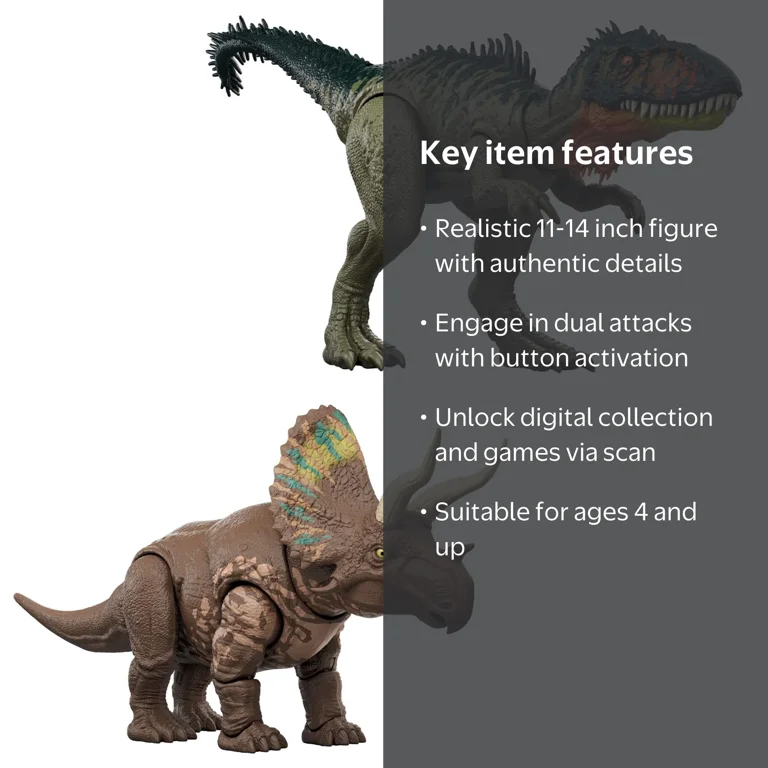Jurassic World Gigantic Thrashers Dinosaur Figure Toy, 2 Attacks