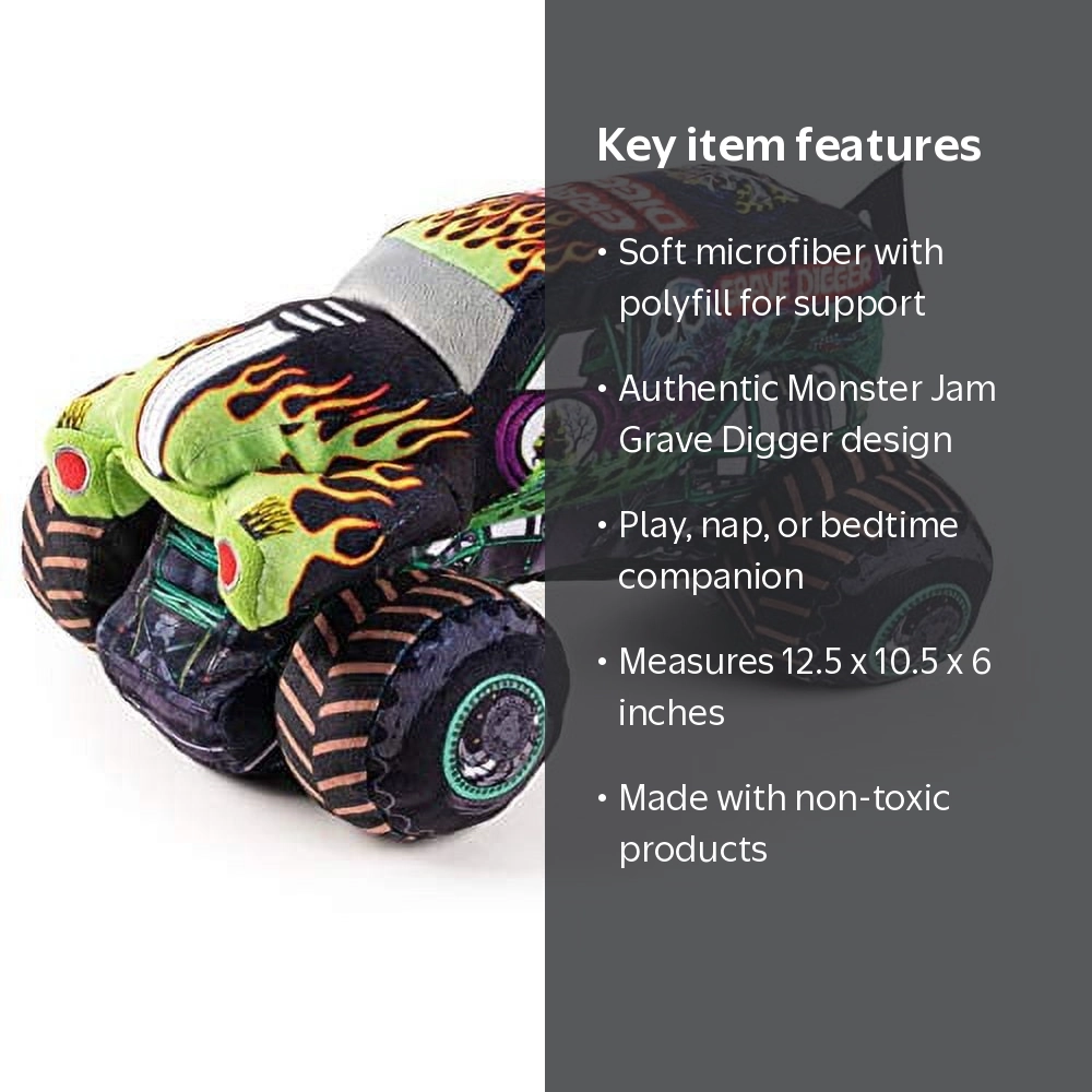 Jay Franco Monster Jam Grave Digger Pillow Buddy Green Flames
