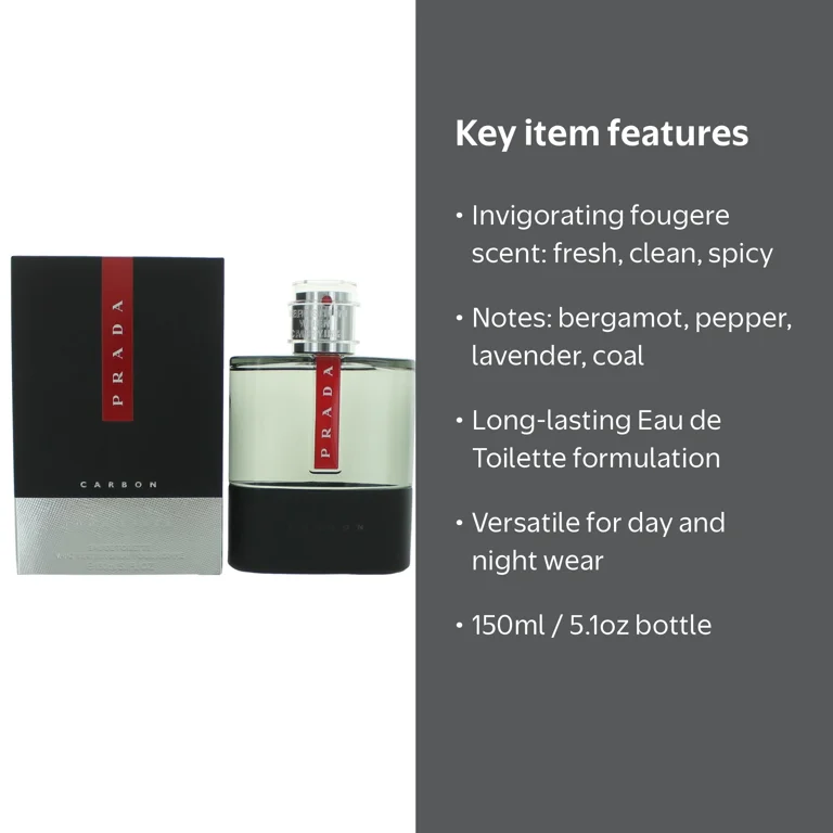 Prada Luna Rossa Carbon Eau De Toilette Spray 150ml - Walmart.com