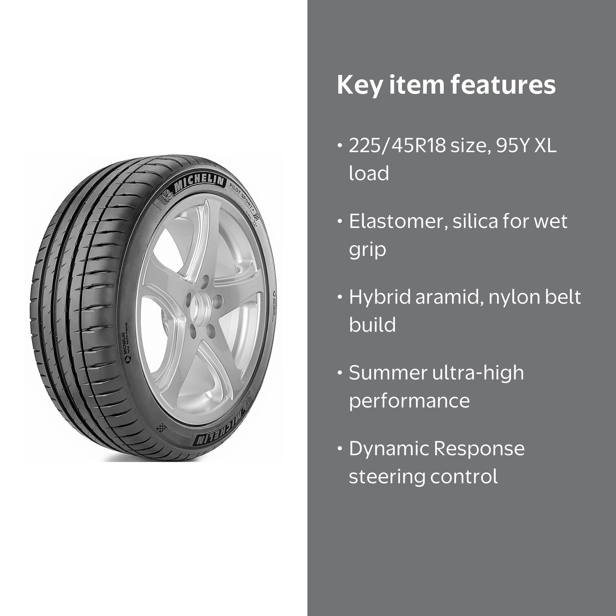 Michelin Pilot Sport 4 ZP RFT 225/45R18 95Y XL Fits: 2011-15