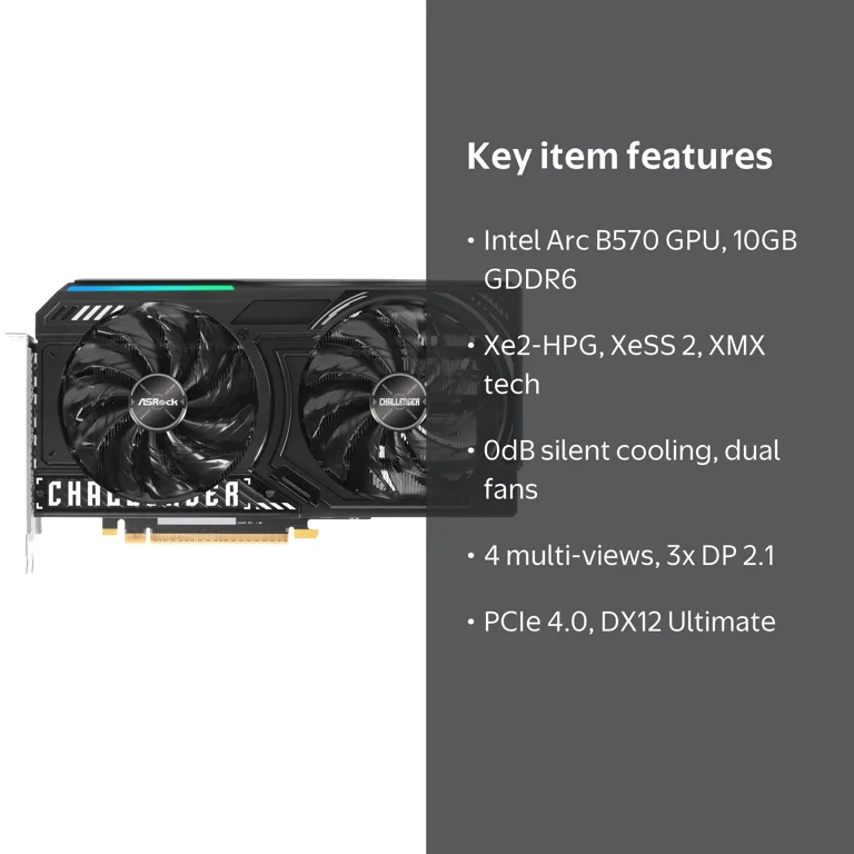 ASRock, Graphics Card, Intel Arc B570, 10GB GDDR6, PCIe 4.0
