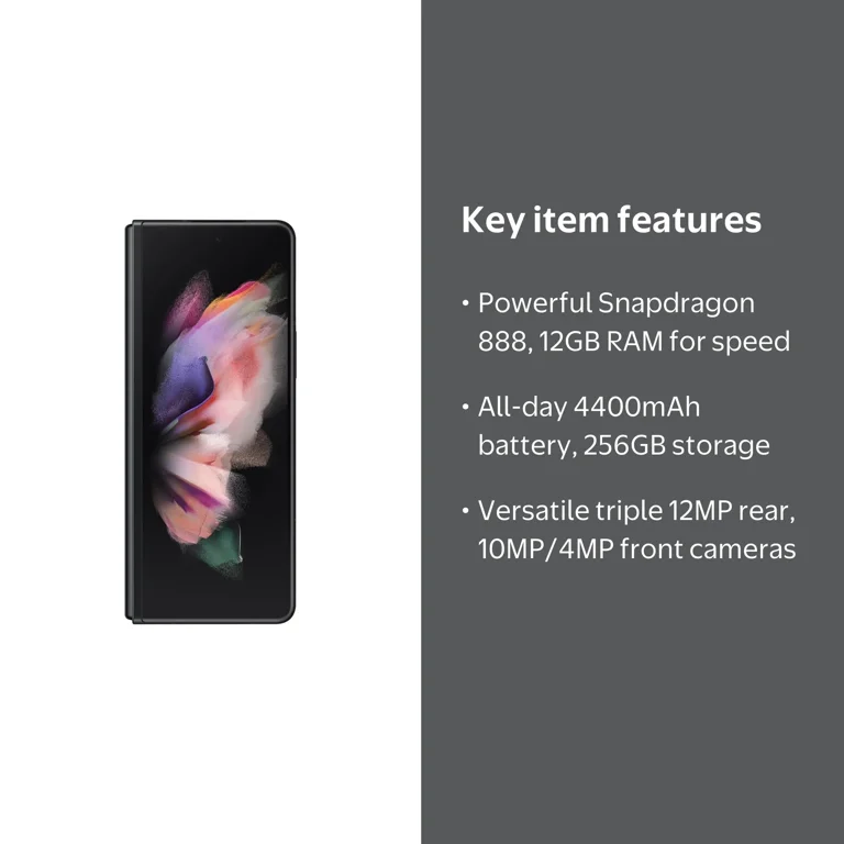 Samsung Galaxy Z Fold 3 5G 256GB UNLOCKED - Phantom Black