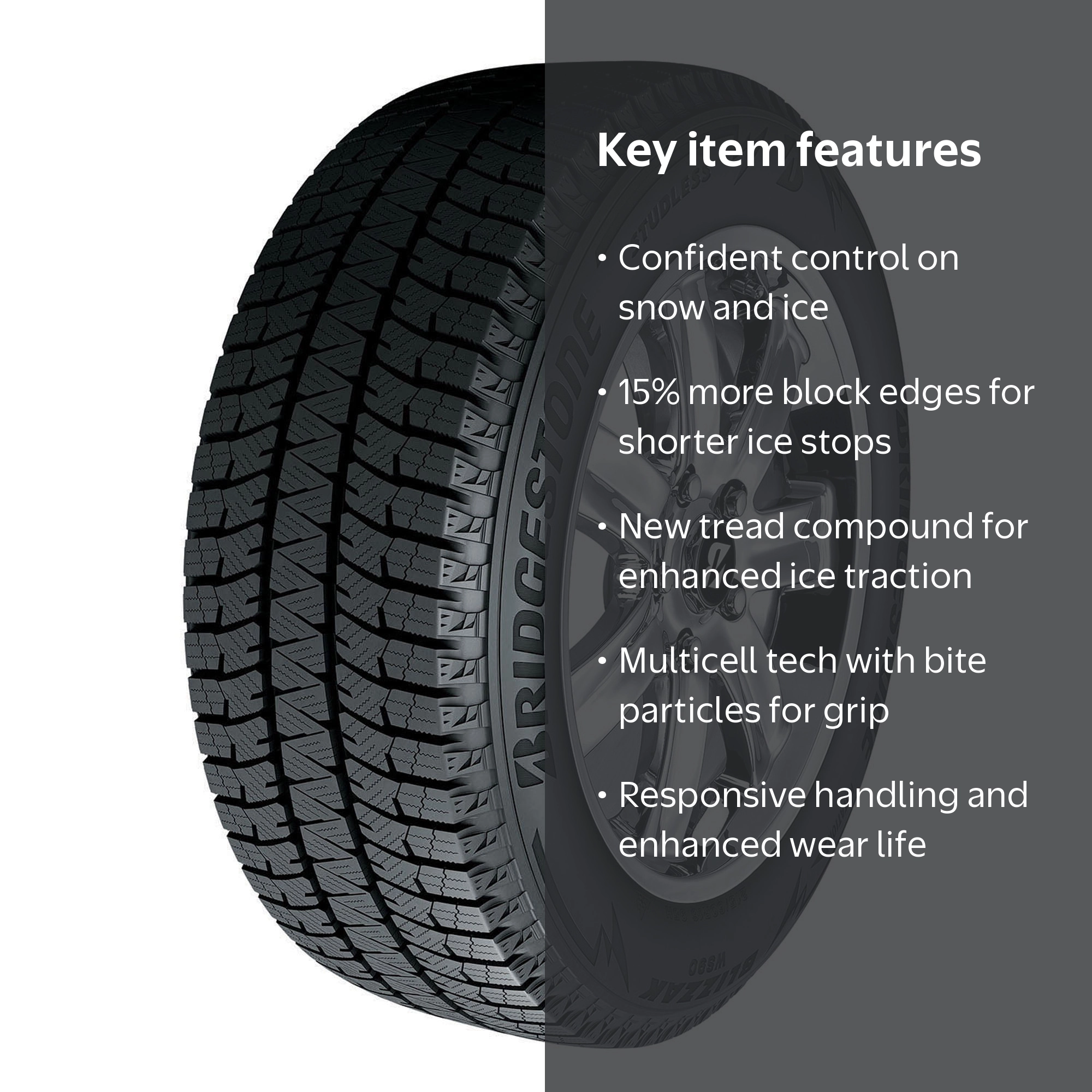 Bridgestone Blizzak WS90 Winter Tire, 205/60R16 92H, Enhanced Wear