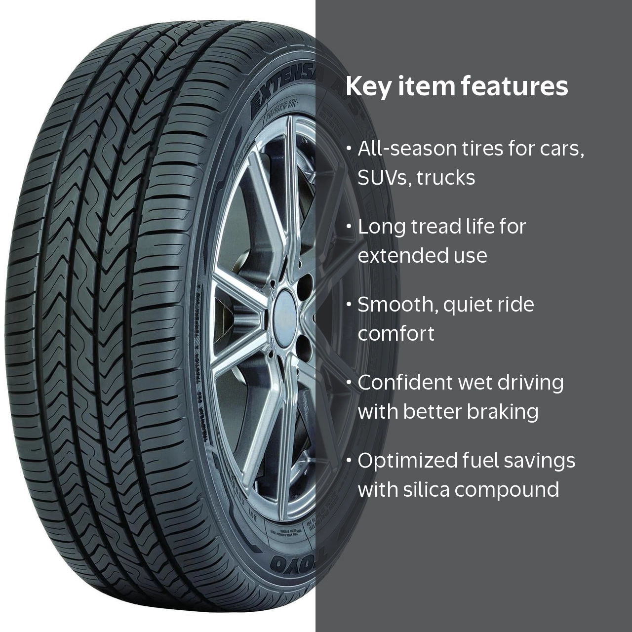 Toyo, Passenger Tire, 235/55R19 101H, All Season Black - Walmart.com
