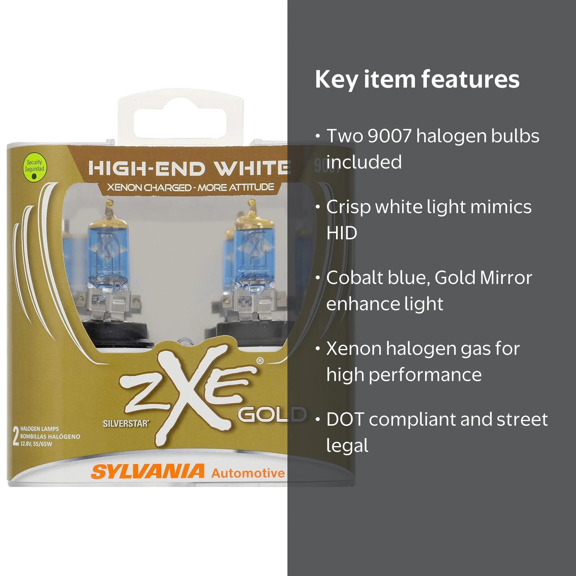 Sylvania 9007 SilverStar zXe Gold Halogen Headlight Bulb, Pack of
