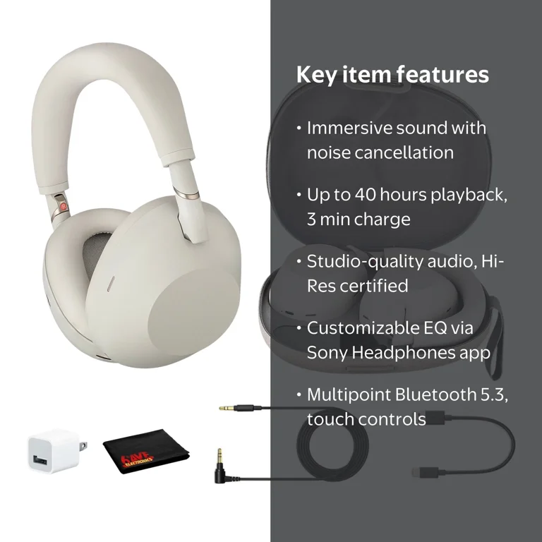 Sony, WH-1000XM6 Wireless Noise Canceling Headphones, Model Silver