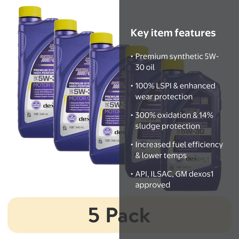 5 pack) Royal Purple High Performance Motor Oil 5W-30 Premium 5 pack) Royal Purple High Performance Motor Oil 5W-30 Premium