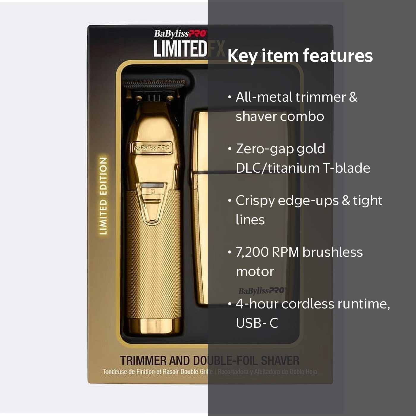 BaByliss PRO LimitedFX Gold バリカンセット　レア BaBylissPRO LimitedFX Gold Trimmer and Double-Foil Shaver Set