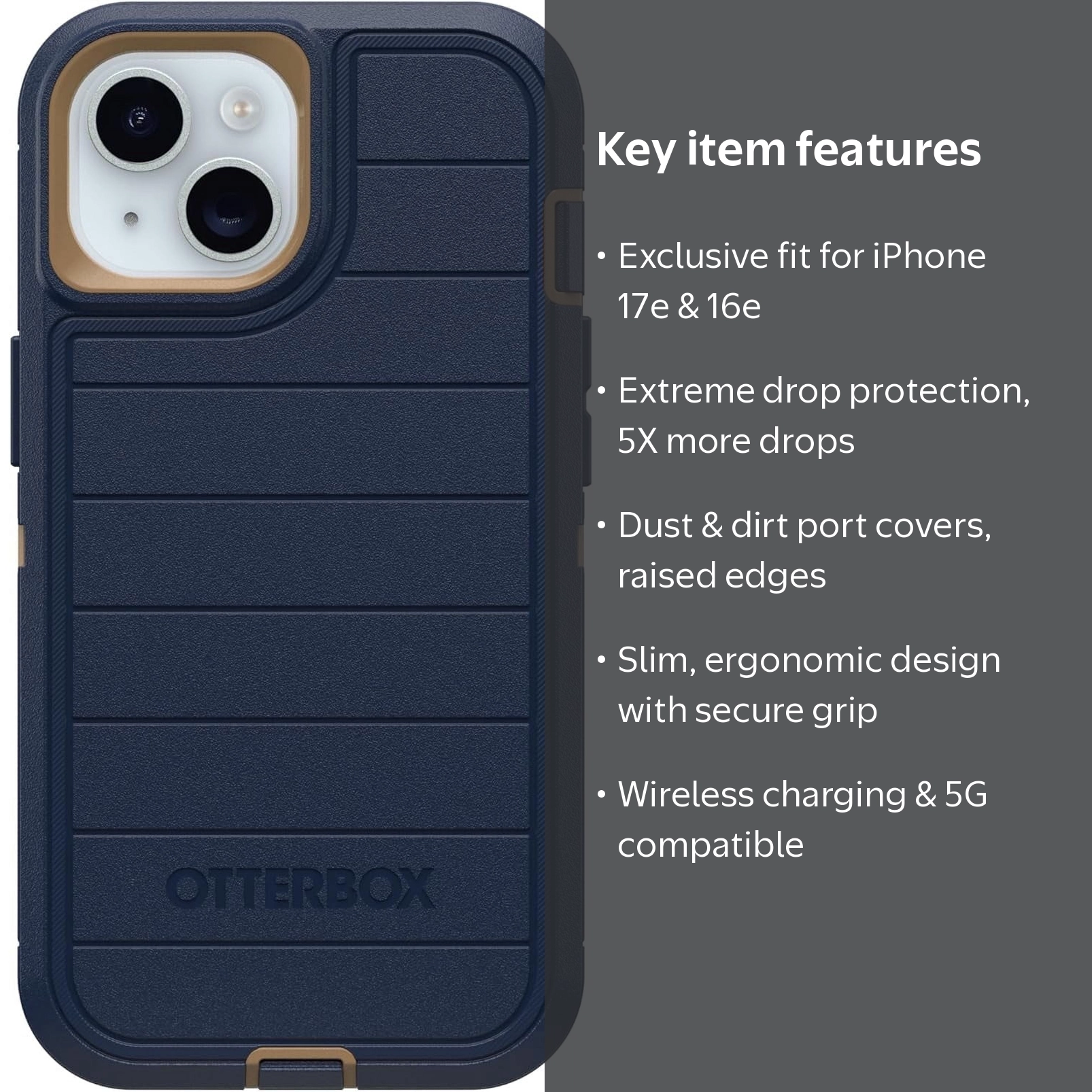 OtterBox, Defender Series Pro Case, iPhone 17e/16e, Blue, Rugged