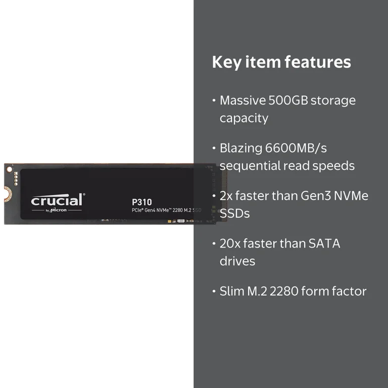 Crucial P310 500GB PCIe Gen4 2280 NVMe M.2 Internal SSD - Walmart.com