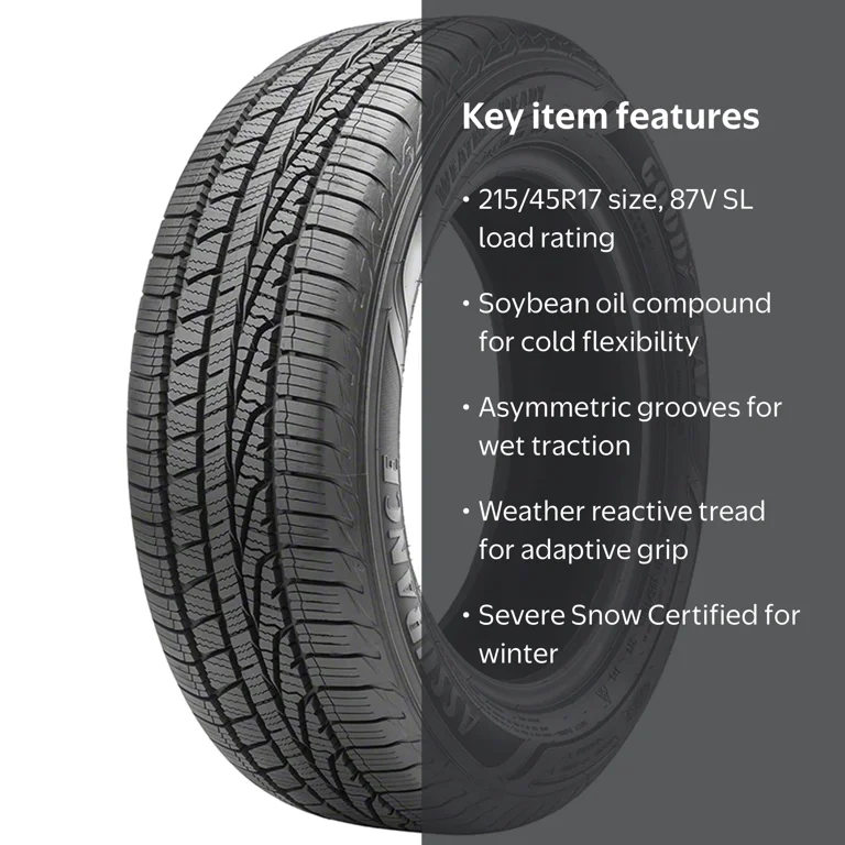 Goodyear, Passenger Tire, 215/45R17 87V All Weather, WeatherReady