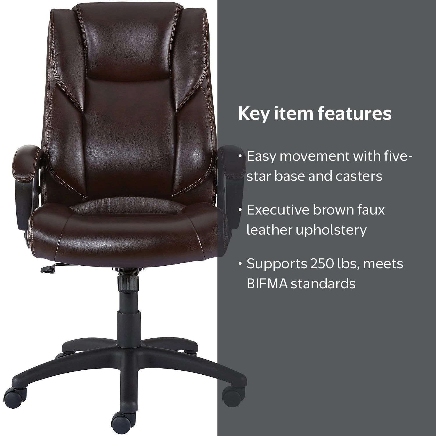Staples, Office Chair, 50870, Brown faux leather with lumbar
