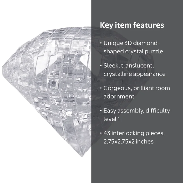 AreYouGame.com 3D Crystal Puzzle - Diamond: 43 Pieces - Walmart.com