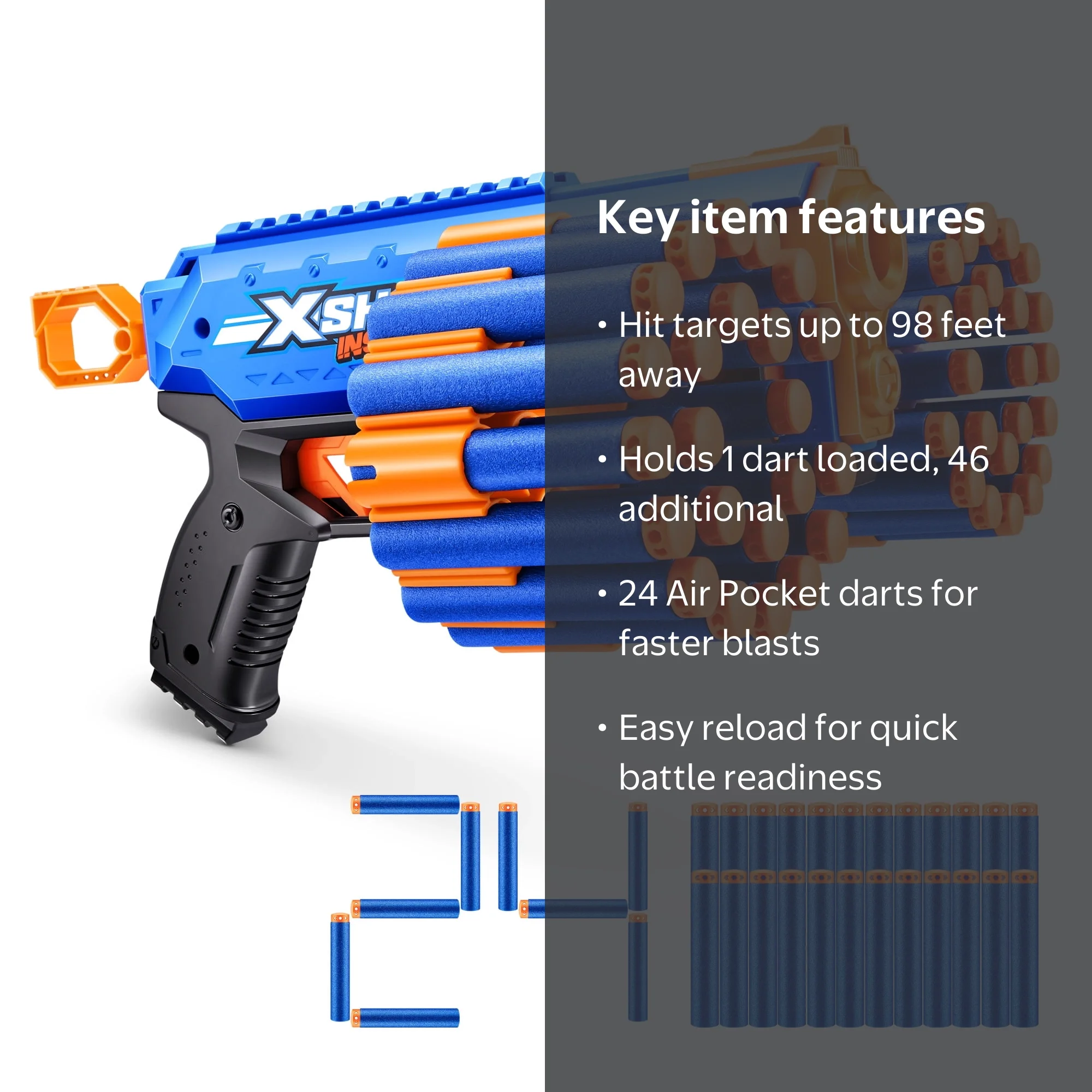 XSHOT Insanity Manic Dart Blaster, Air Pocket Technology, 30m