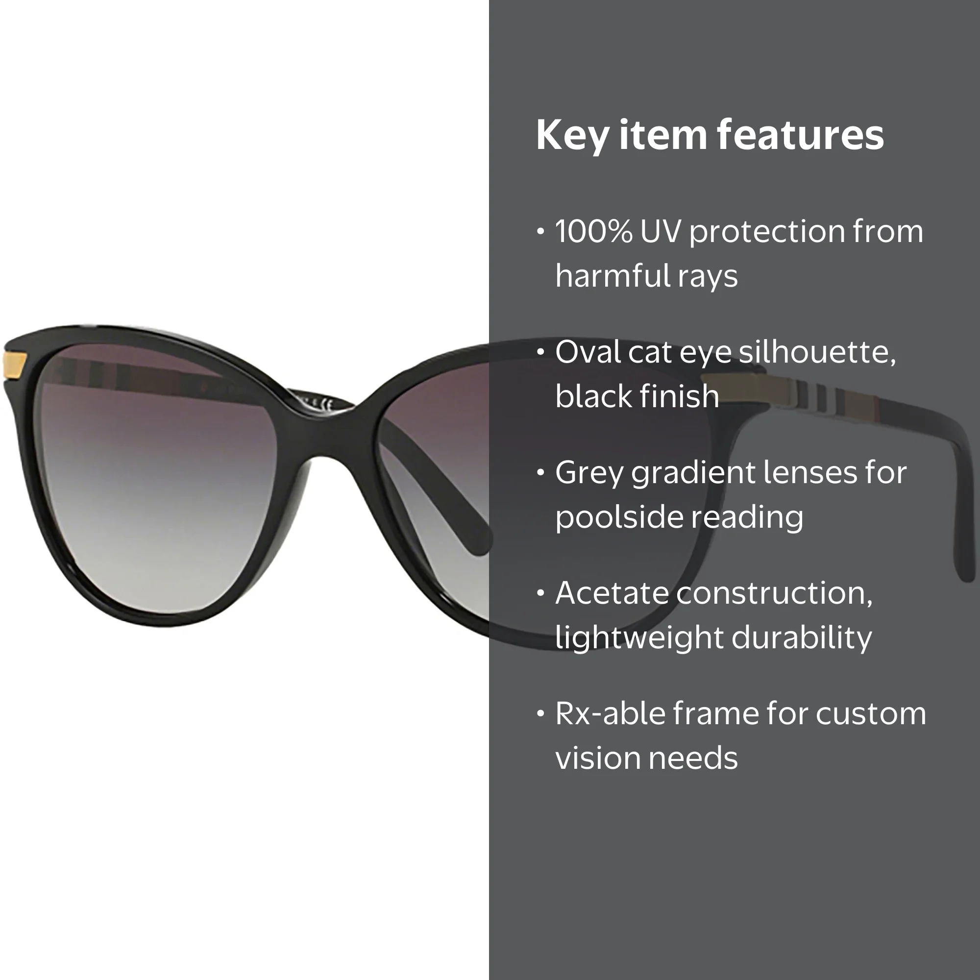 New Burberry Women\'s
Sunglasses - Black 57-16-135 BURBERRY Sunglasses BE 4216 3001T3 Black Polar Grey Gradient  main image 4