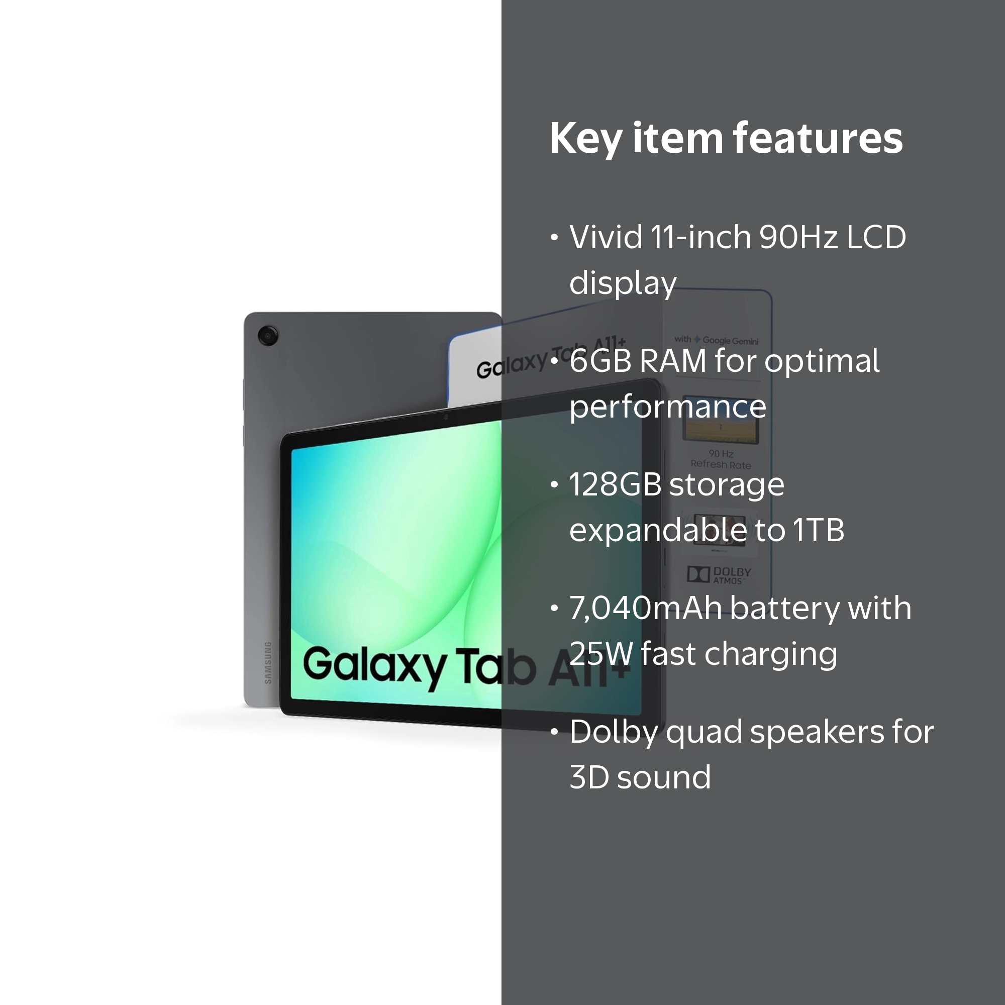 Samsung Galaxy Tab A11+ (Plus) 5G Wi-Fi + Cellular | 128GB + 6GB