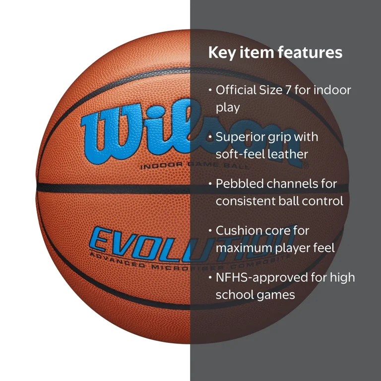 Wilson Evo Composite Adult Indoor Game Basketball, Royal, Official