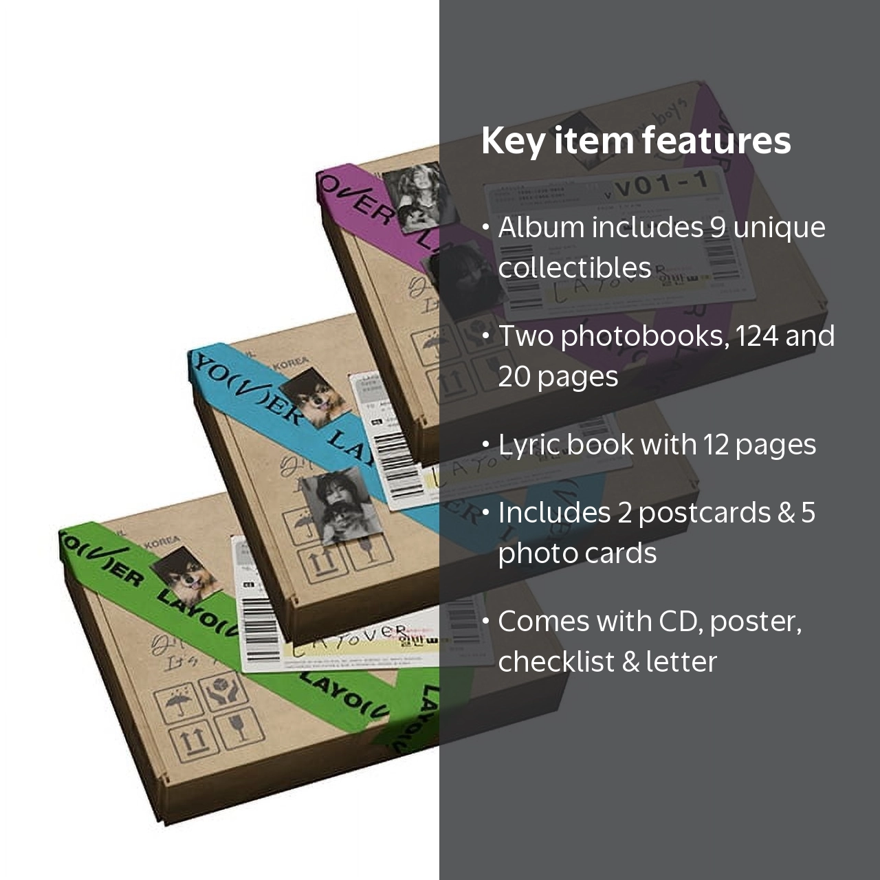BTS V Layover CD, Outbox with Photobooks, Postcards, Photo Cards