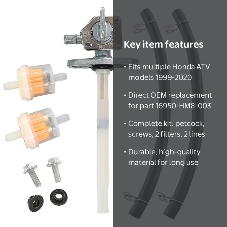Fuel Petcock Valve & Fuel Line Filter Kit For Honda Rancher TRX350