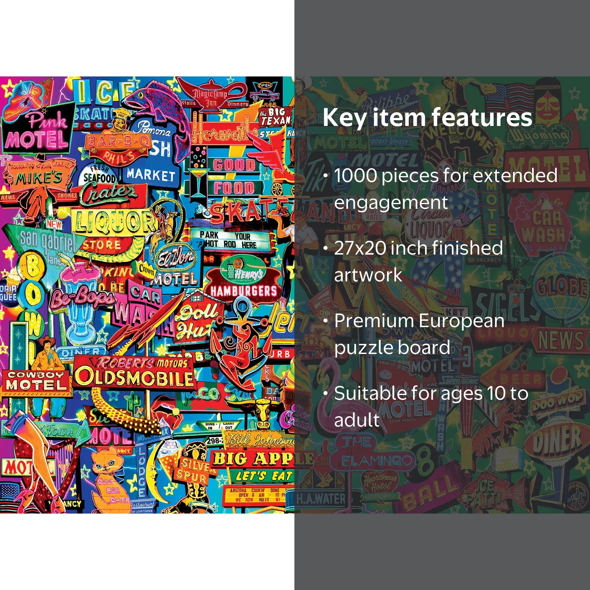 Cra-Z-Art Kodak 1000-Piece Neon Retro Signs Adult Jigsaw Puzzle