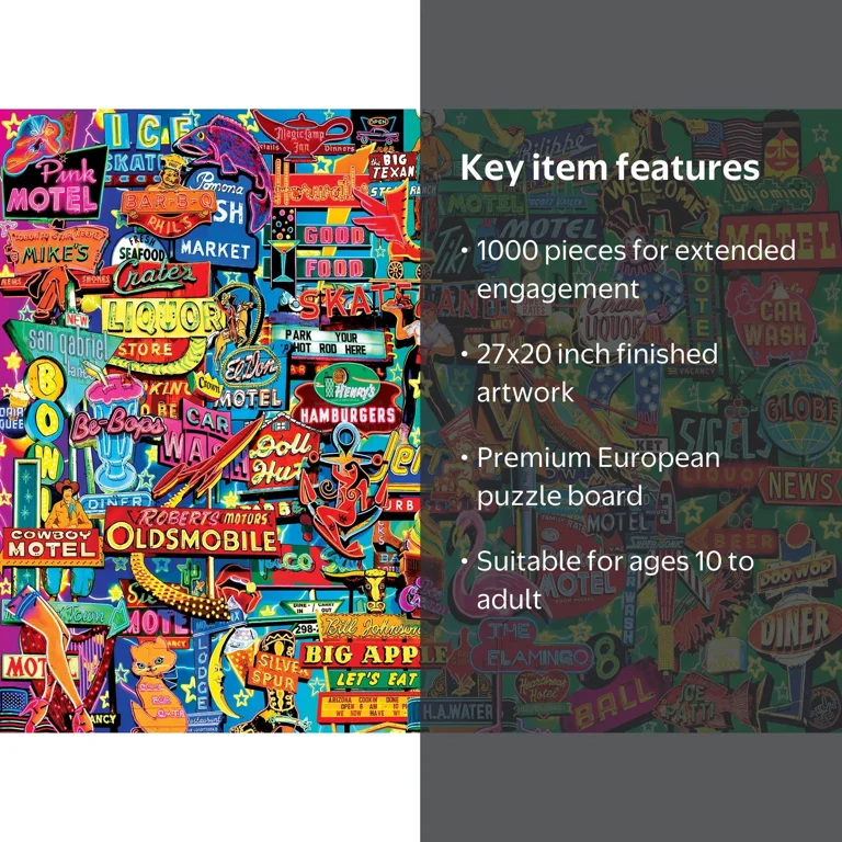 Cra-Z-Art Kodak 1000-Piece Neon Retro Signs Adult Jigsaw Puzzle