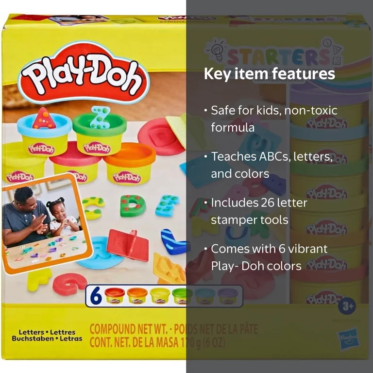 リトルプレイナース　ソフビセット Play-Doh, Fundamentals Letters with 26 Letter Stamper Tools, 6