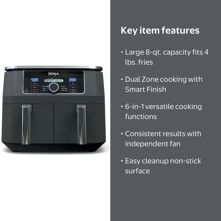 New Ninja Foodi 6-in-1, 8-qt. Double Basket Air Fryer with