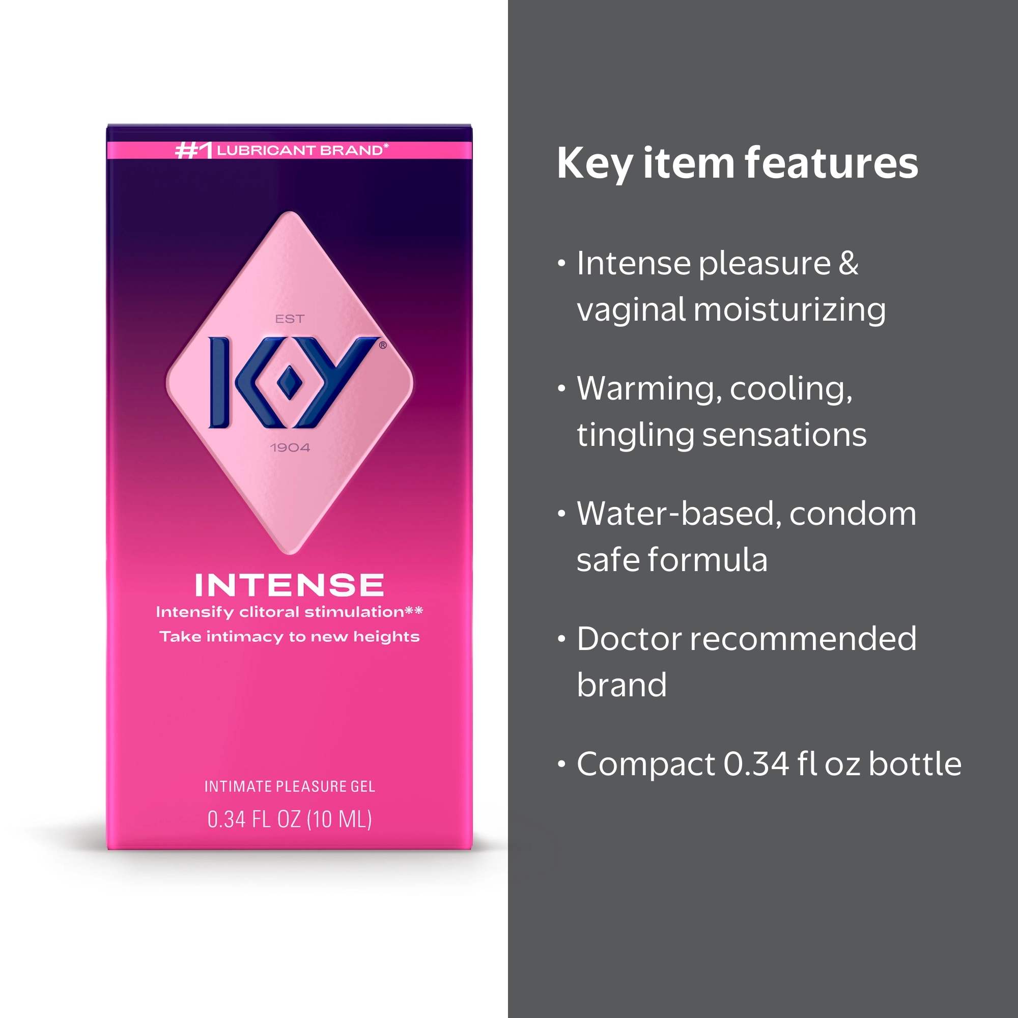 K-Y Intense Pleasure Gel Lube, 0.34 fl oz, Water Based Personal