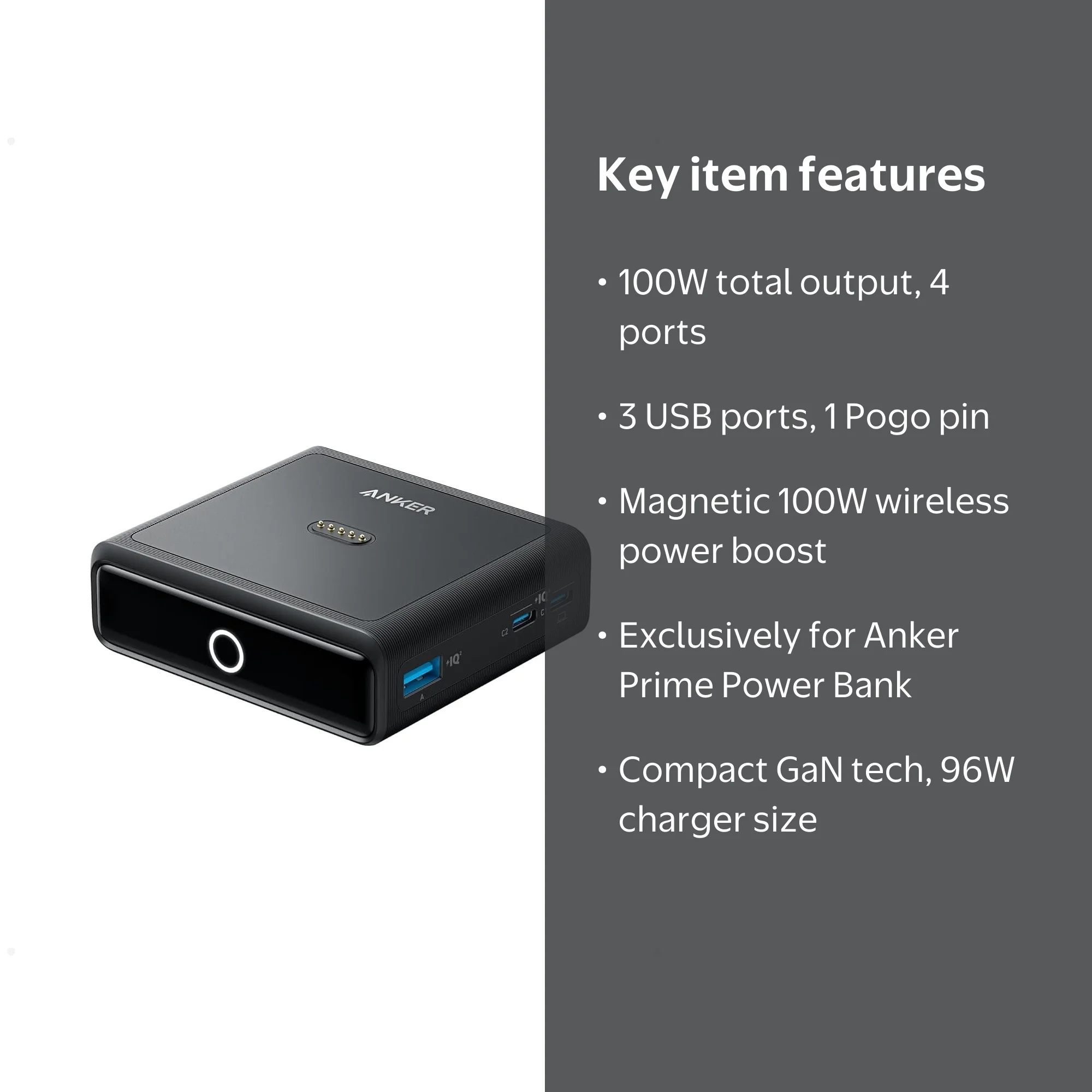 Anker 100W Fast Charging Base with 4 Ports, Compatible with