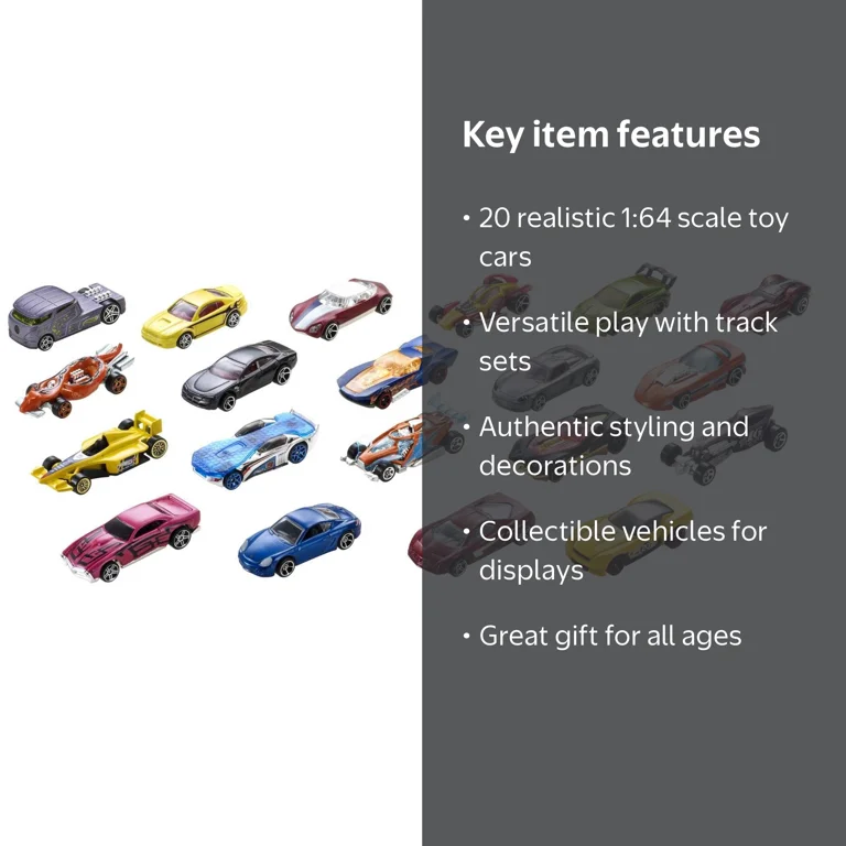 Hot Wheels 20-Car Pack, 1:64 Scale Collectible Vehicles, Classic