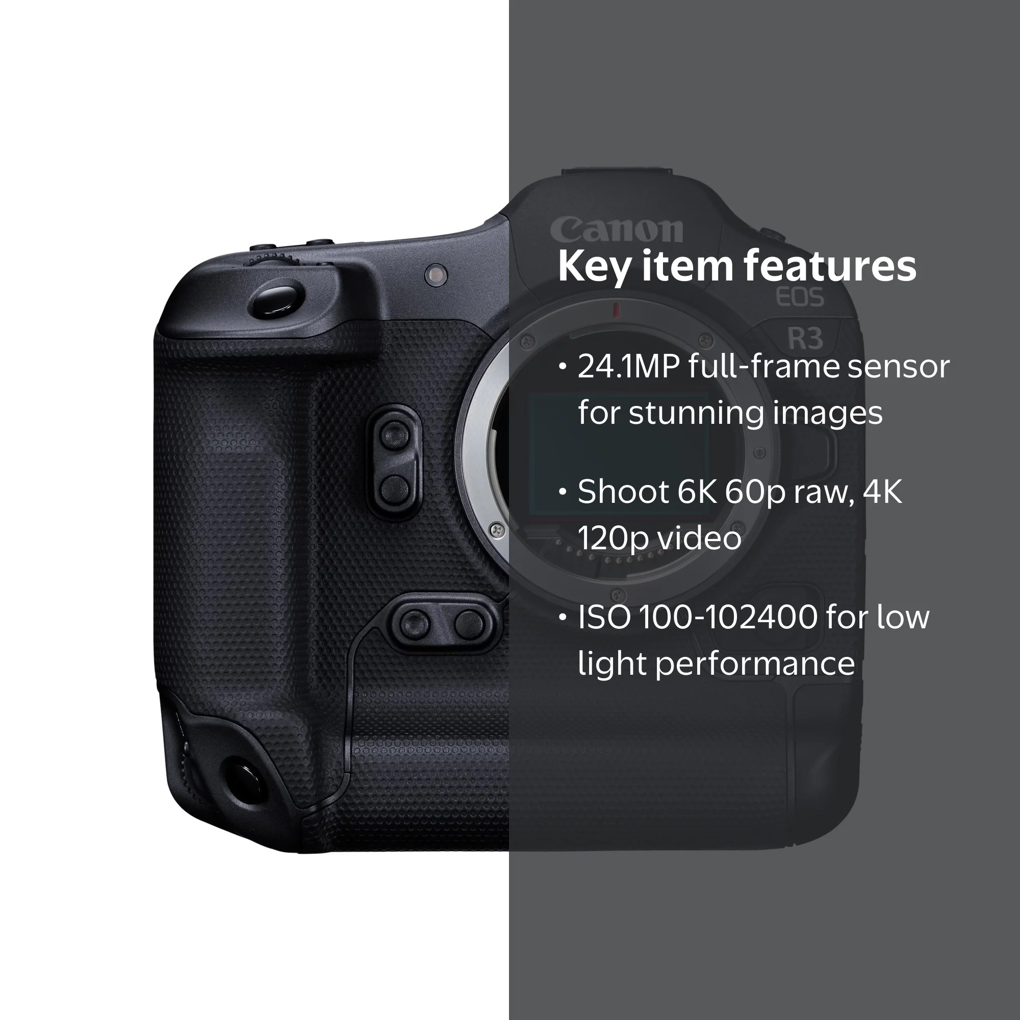 Canon EOS R3 Full Frame Mirrorless Camera Body w/ BSI Stacked CMOS