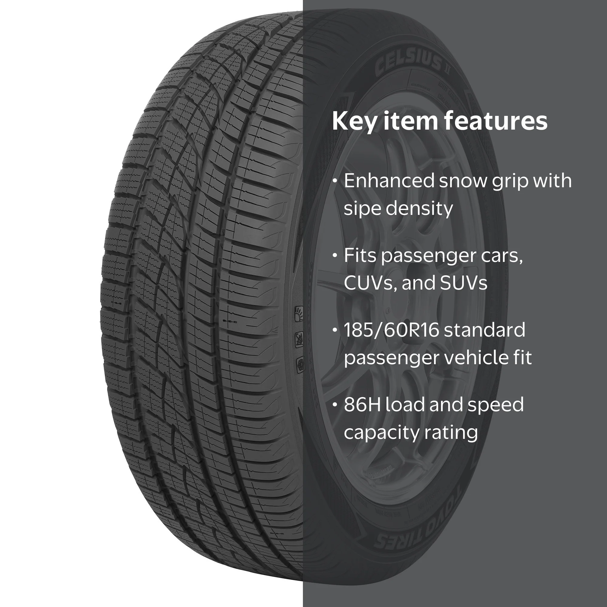 Toyo Celsius II All-Weather Touring 185/60R16 86H Tire for 2017-18