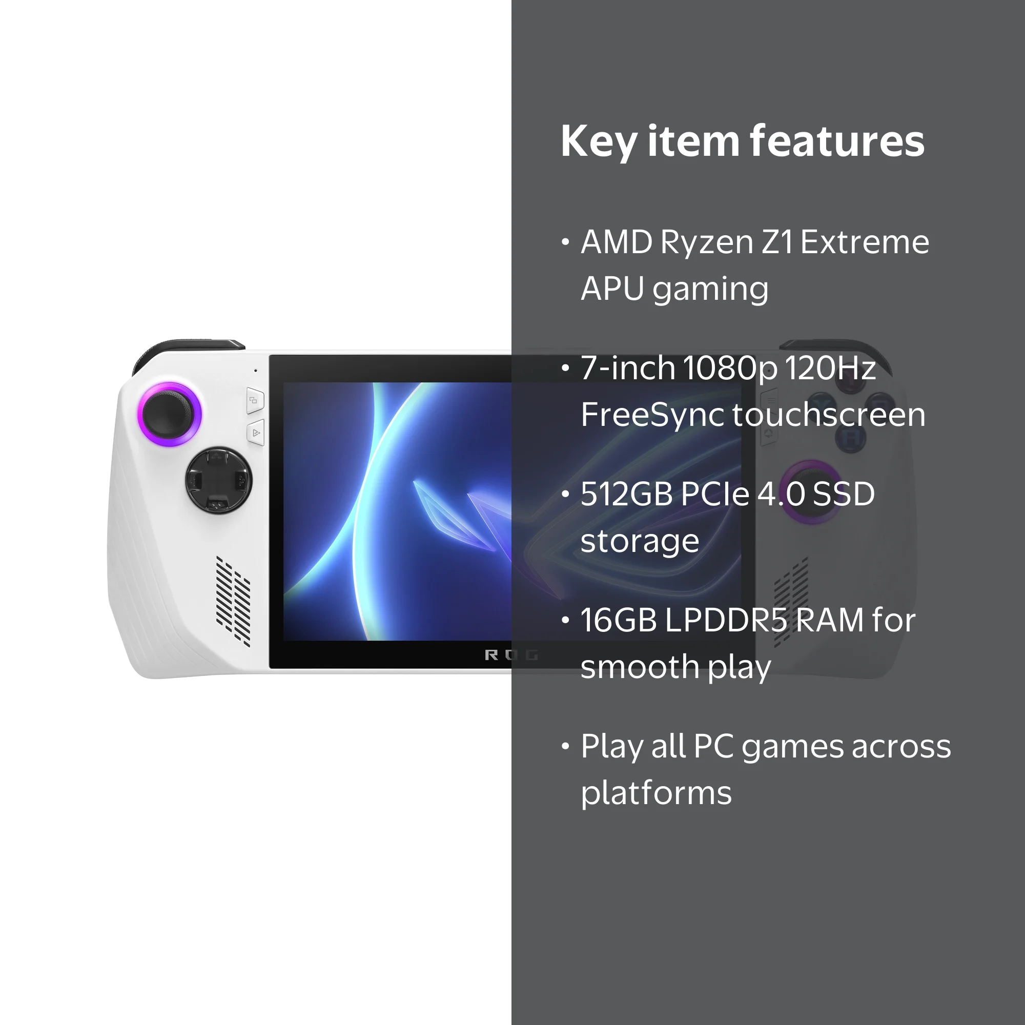 ASUS ROG Ally Gaming Handheld Console, AMD Ryzen™ Z1 Extreme, 16GB