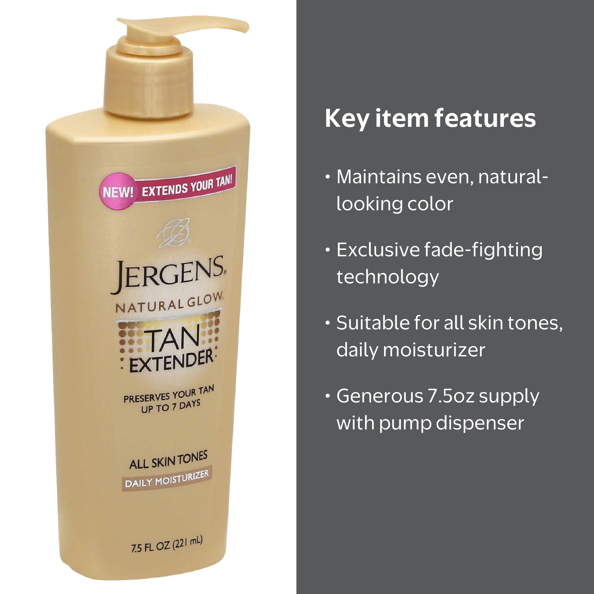 ジェバリー テンプテーション 60ml Jergens Natural Glow Tan Extender Daily Moisturizer 7.5 fl oz pump