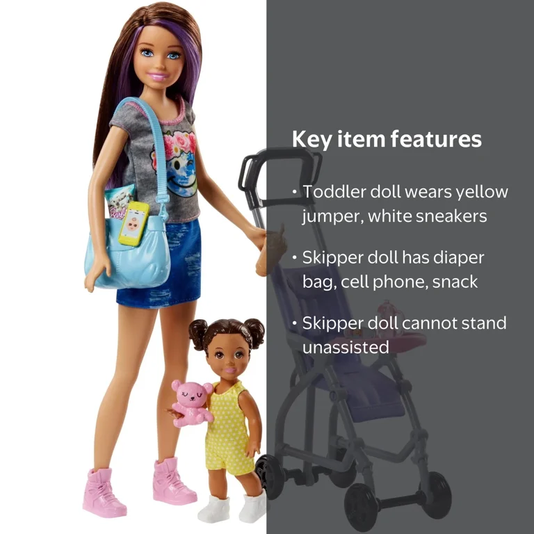 Car Seat Barbie Skipper Babysitting Stroller Playset Barbie Skipper Babysitters Playset With Dolls Accessories 