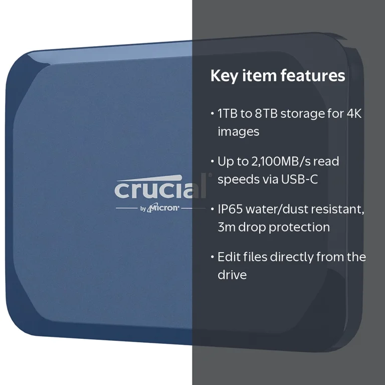 Crucial, Portable Solid State Drive, 2TB, USB 3.2 Gen 2x2