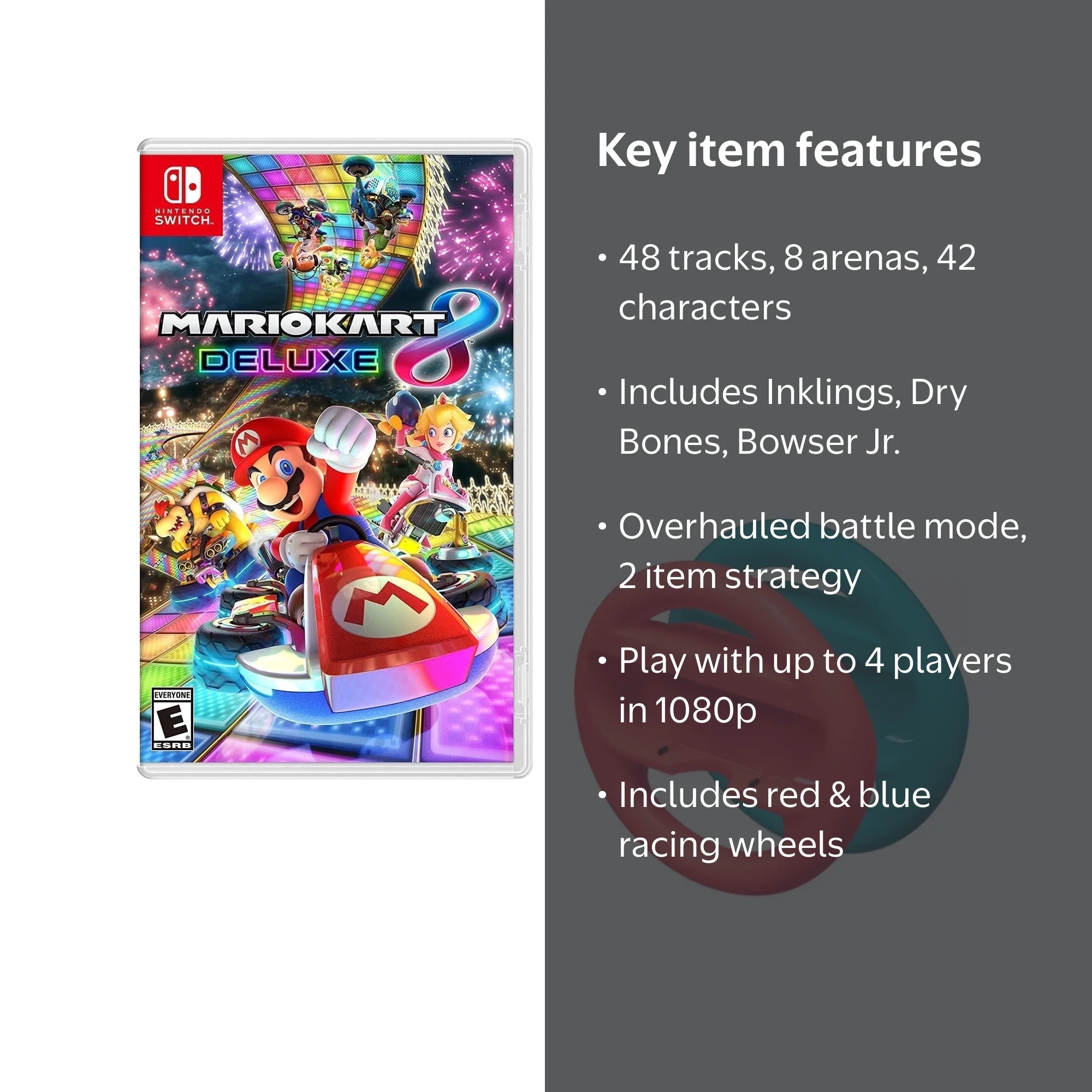Nintendo, Mario Kart 8 Deluxe with Racing Wheel Set, Bundle