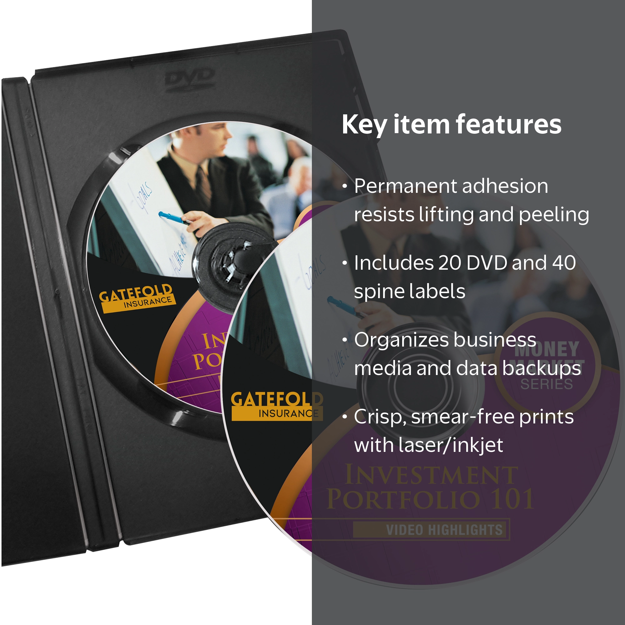 Avery, DVD Labels, 8962, Permanent, 20 DVD & 40 Spine Labels