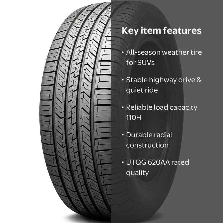 Royal Black, All Season Tire, 265/60R18 110H, Highway SUV CUV