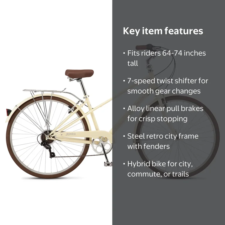 Schwinn Admiral 700c Comfort Commuter Hybrid Bike, 7 Speed, Unisex
