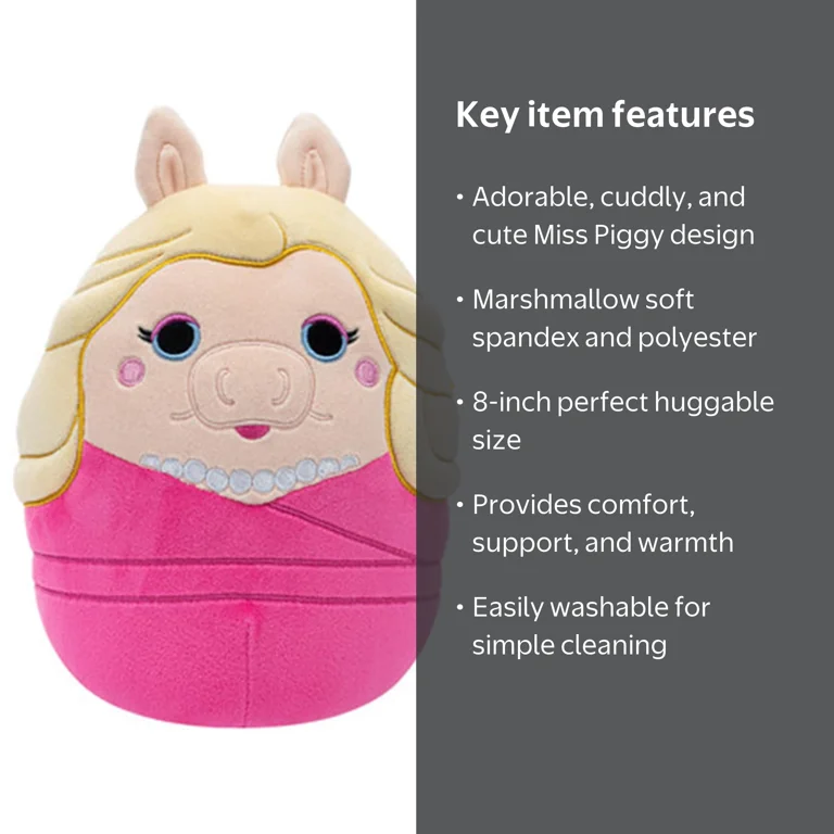 8-inch Disney Miss Piggy Squishmallow Stuffed Plush - Huggable