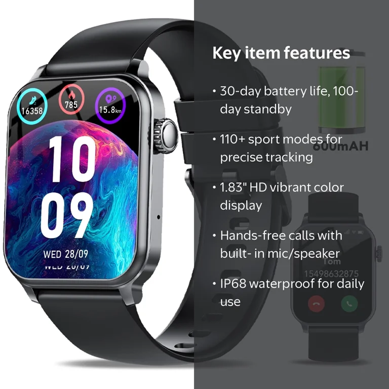 Tikland Smart Watches for Men Women, Smartwatch Fits for iPhone