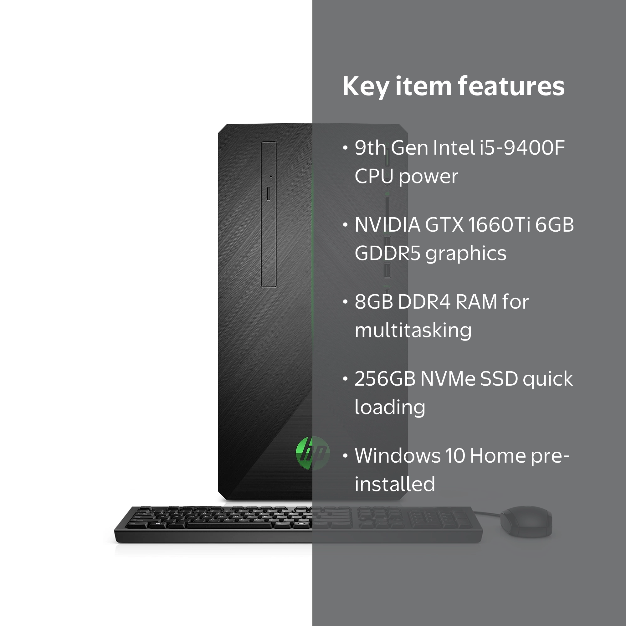 HP Pavilion Gaming Desktop Tower, Intel Core i5-9400F, NVIDIA