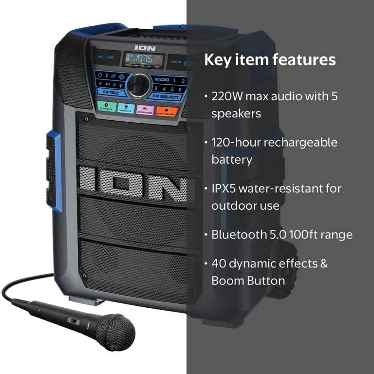 ION Explorer XL Portable Bluetooth All-Weather Speaker with ION Explorer XL Portable Bluetooth All-Weather Speaker with