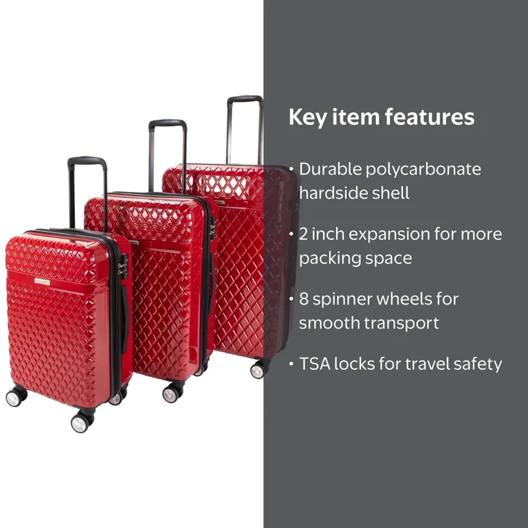 Kathy Ireland Yasmine 3-Piece Hardside Luggage Set - Walmart.com