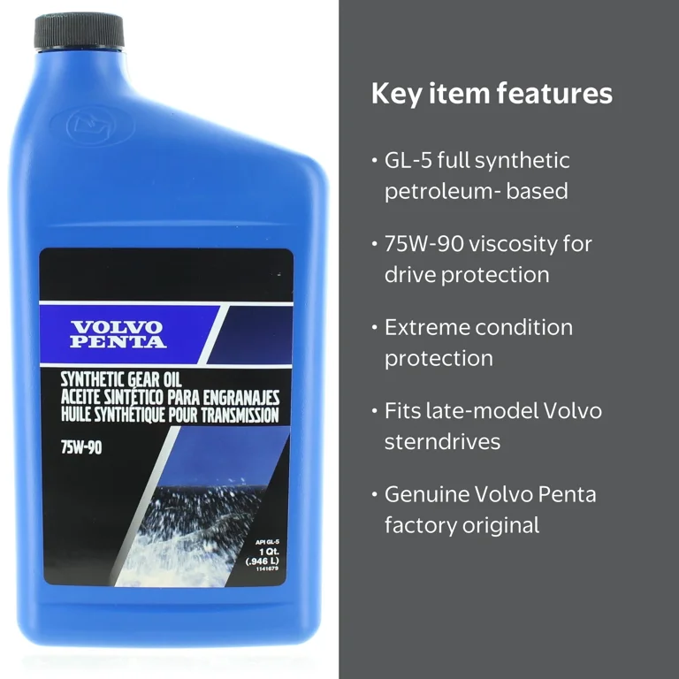 Volvo Penta, Transmission Oil, 1qt, Full Synthetic 75W-90