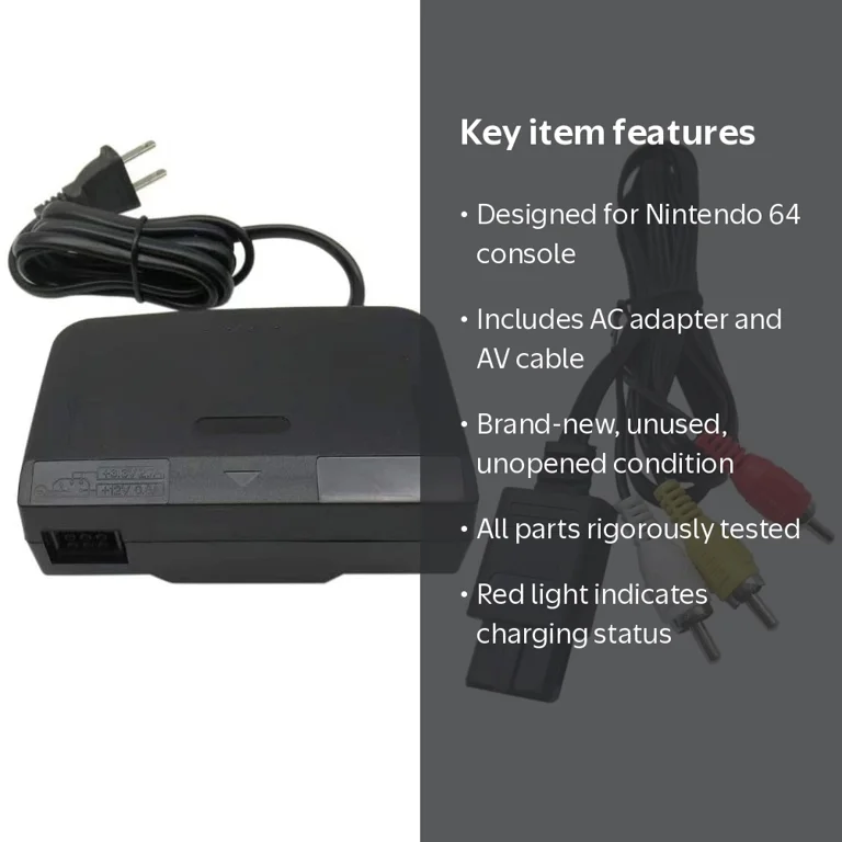 USonline911, AC Adapter Power Supply and AV Cable for Nintendo 64